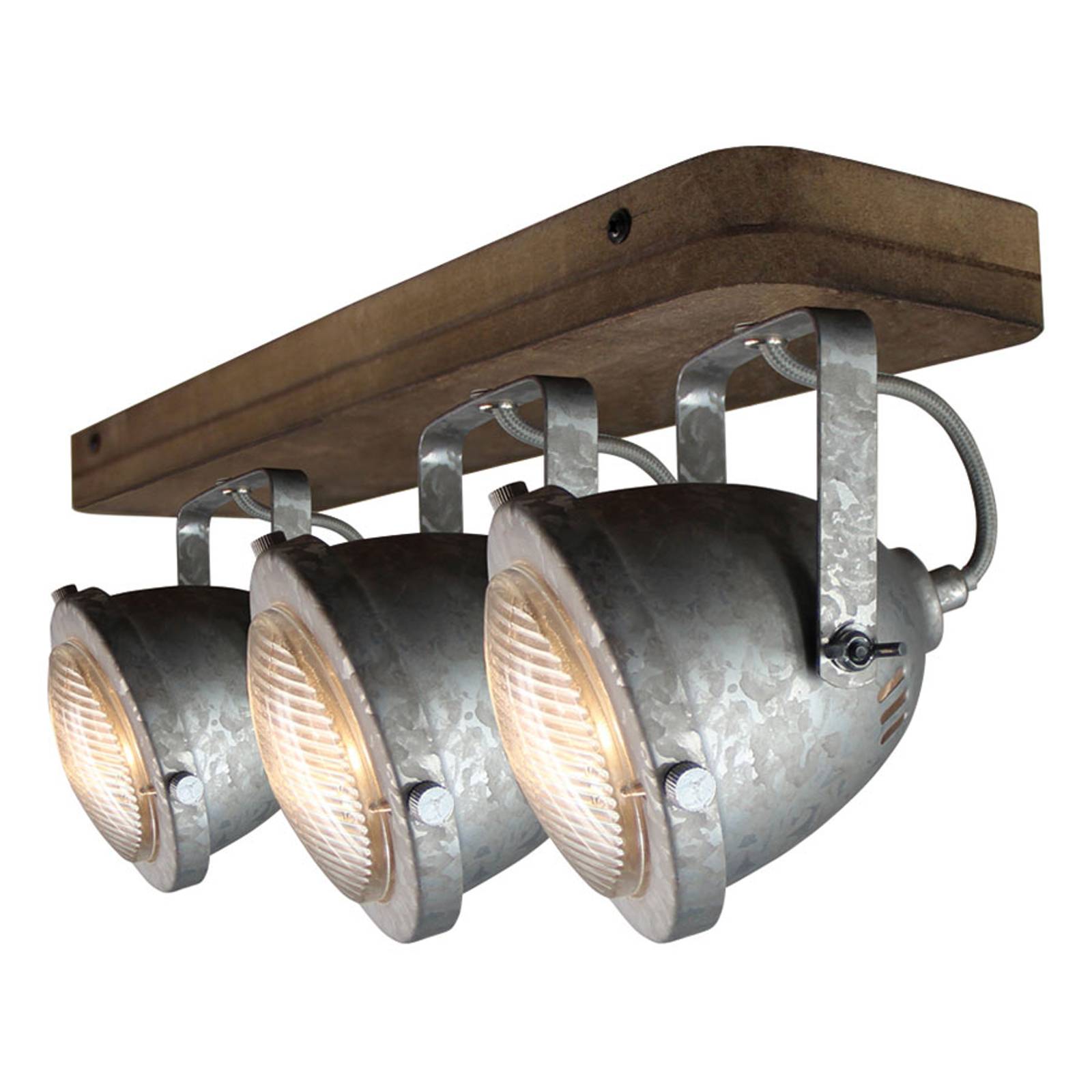 Taklampa Woody, galvaniserad, 3 lampor