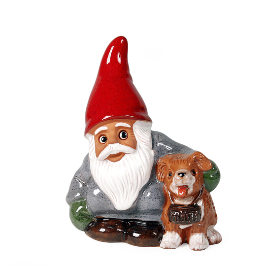 Rolf Berg Keramik - Tomte med hund 14 cm