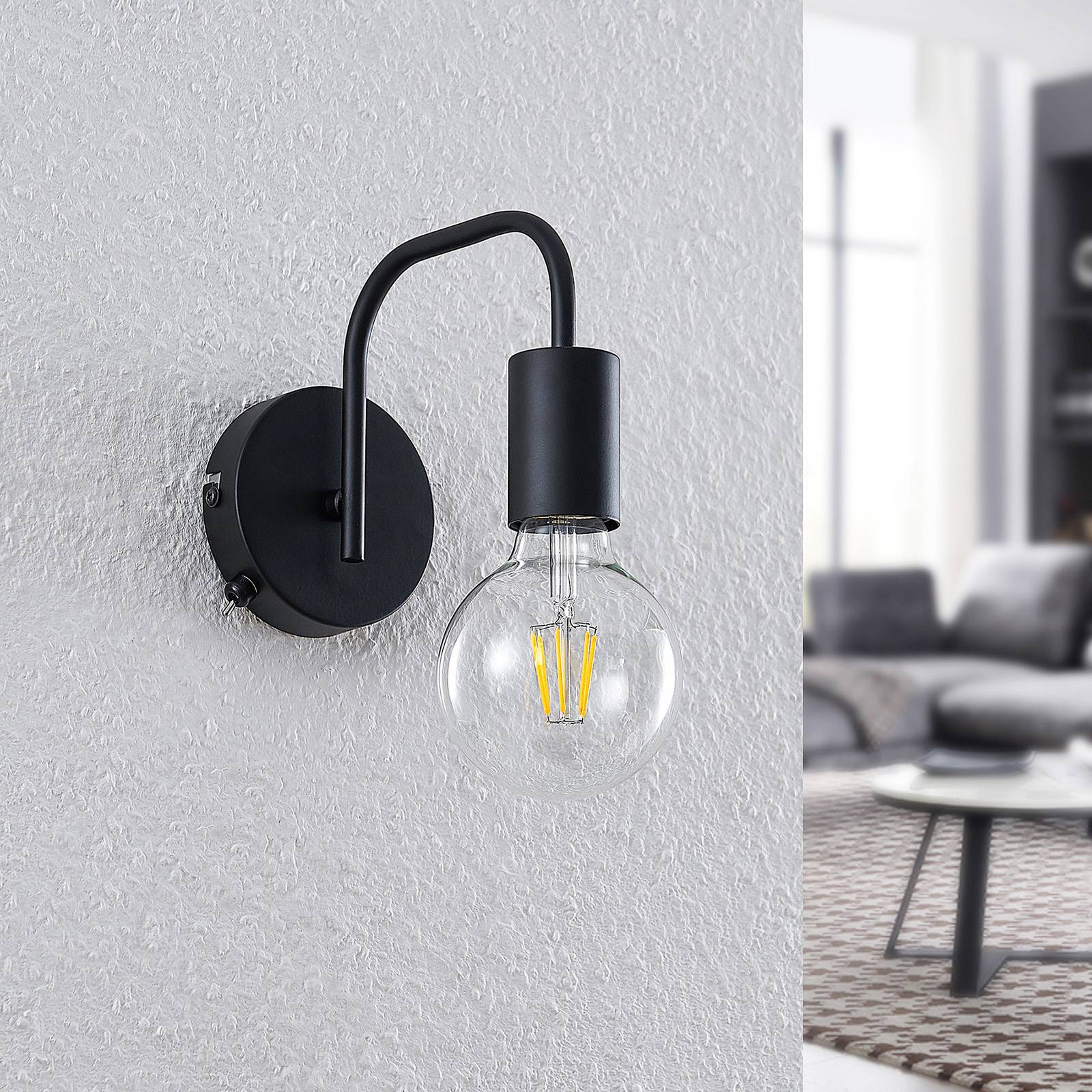 Lindby Erivana vägglampa, svart
