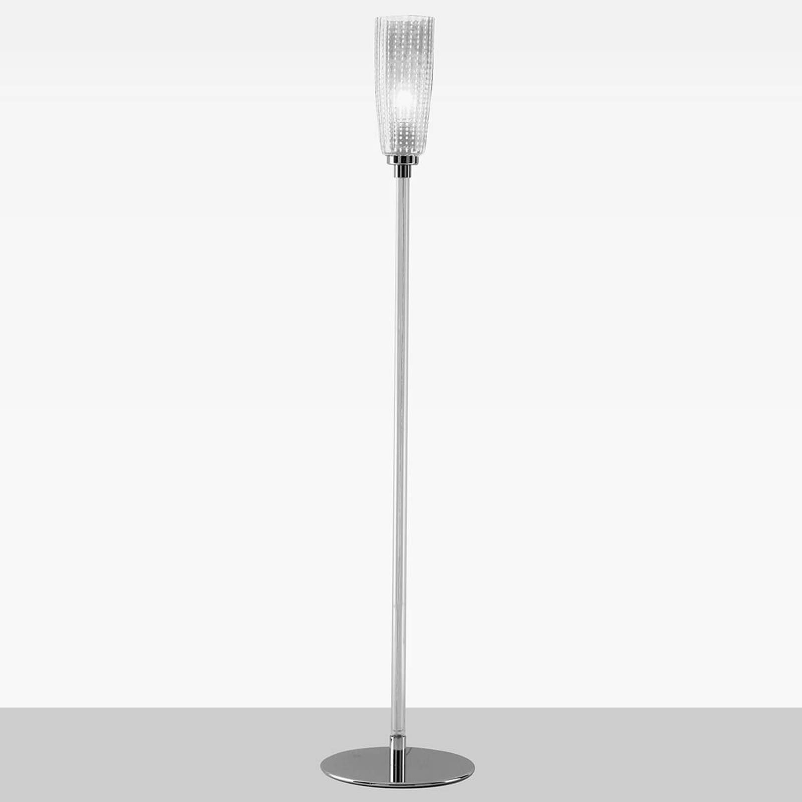 Golvlampa Perle 154 cm, glasskärm transparent