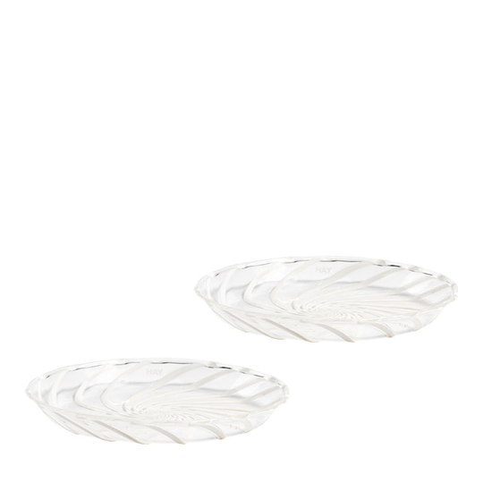 Hay - Spin Assiett Glas 2-pack Vit/Klar