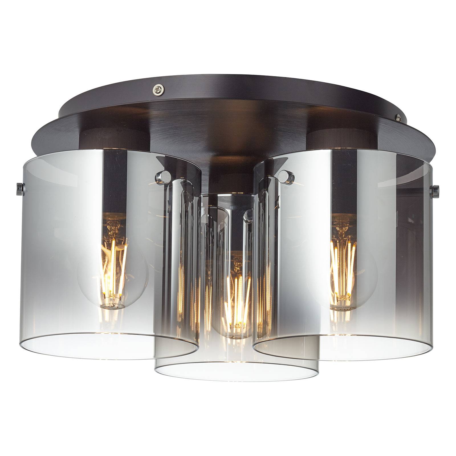 Taklampa Beth med rökglas, 3 lampor
