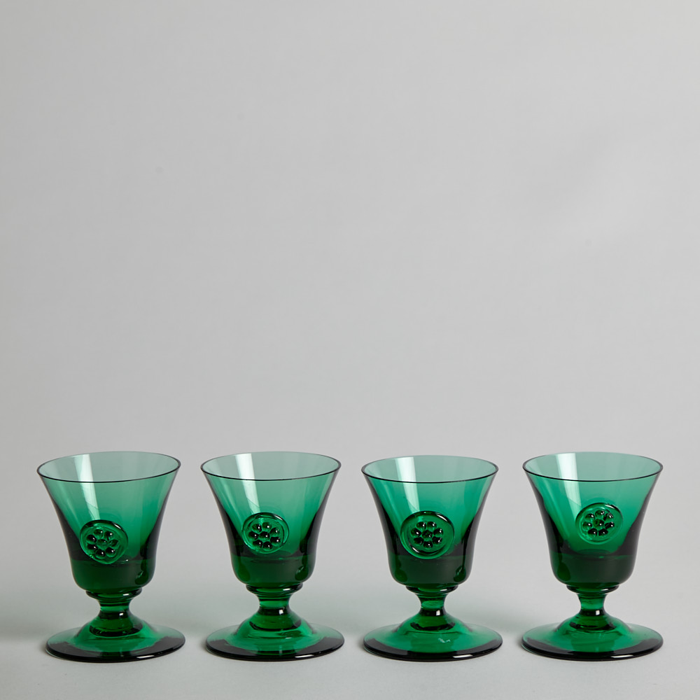 Vintage - SÅLD Vinglas i Grönt Glas 4 st