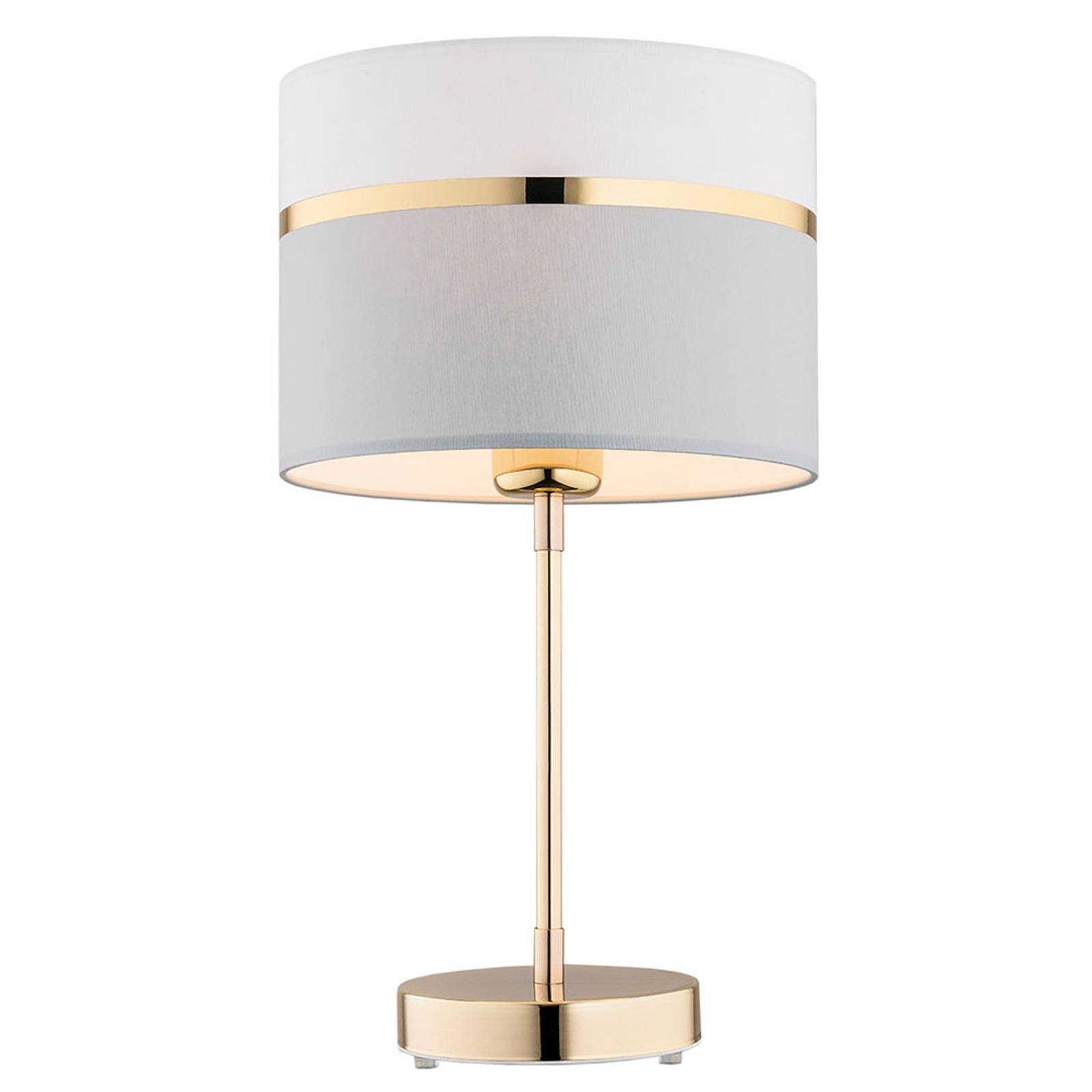 Textilbordslampa Long vit/grå/mässing