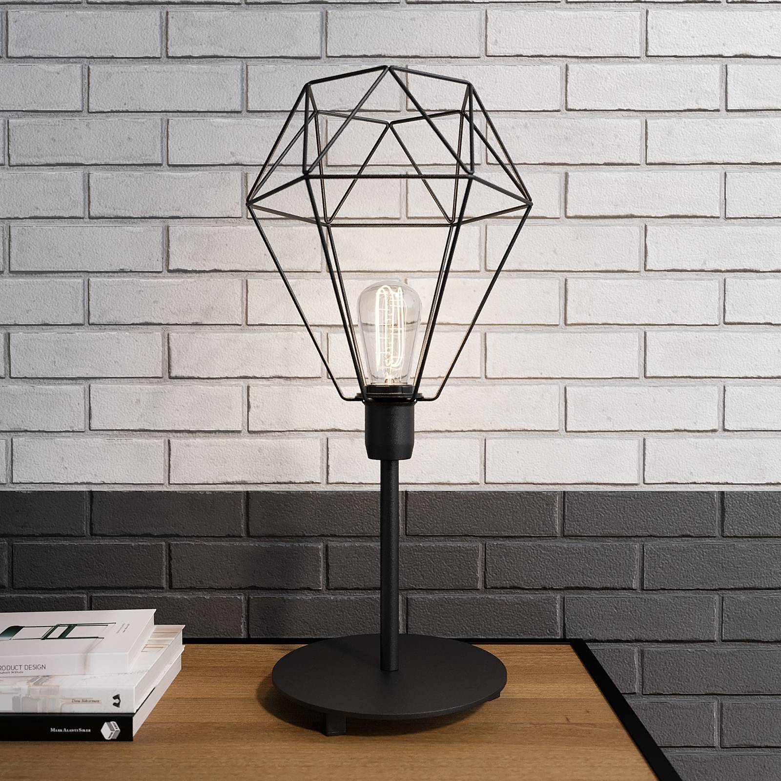 Bordslampa Karo med burskärm svart