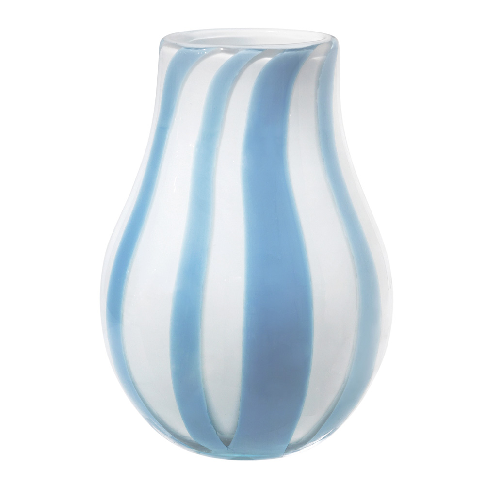 Broste Copenhagen - Ada Stripe Vas 22,5 cm Blå/Vit
