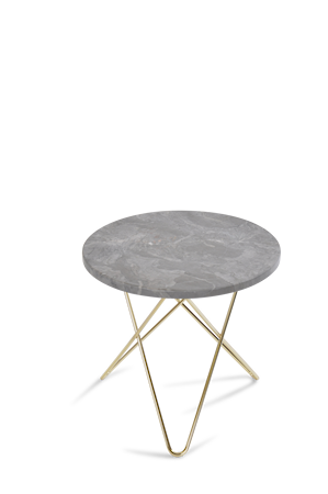 Mini O Table Grå Marmor med Mässingram Ø40