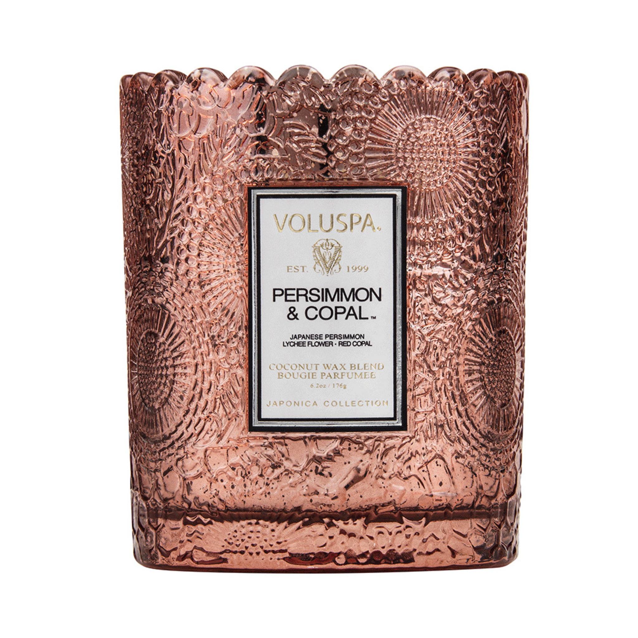 Persimmon & Copal Scalloped Candlepot Scented Candle, 176 g