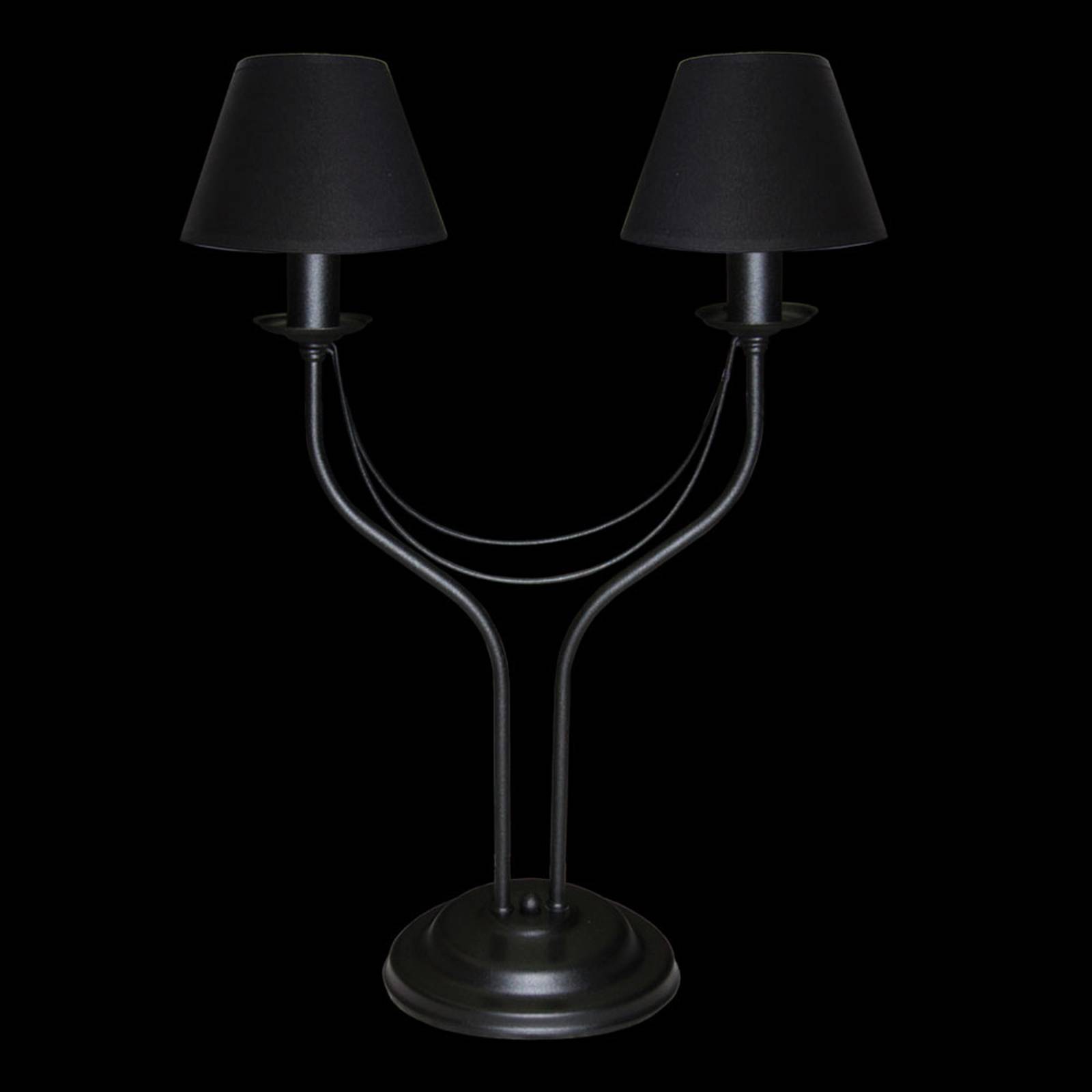 Bordslampa Bona med två textilskärmar, svart