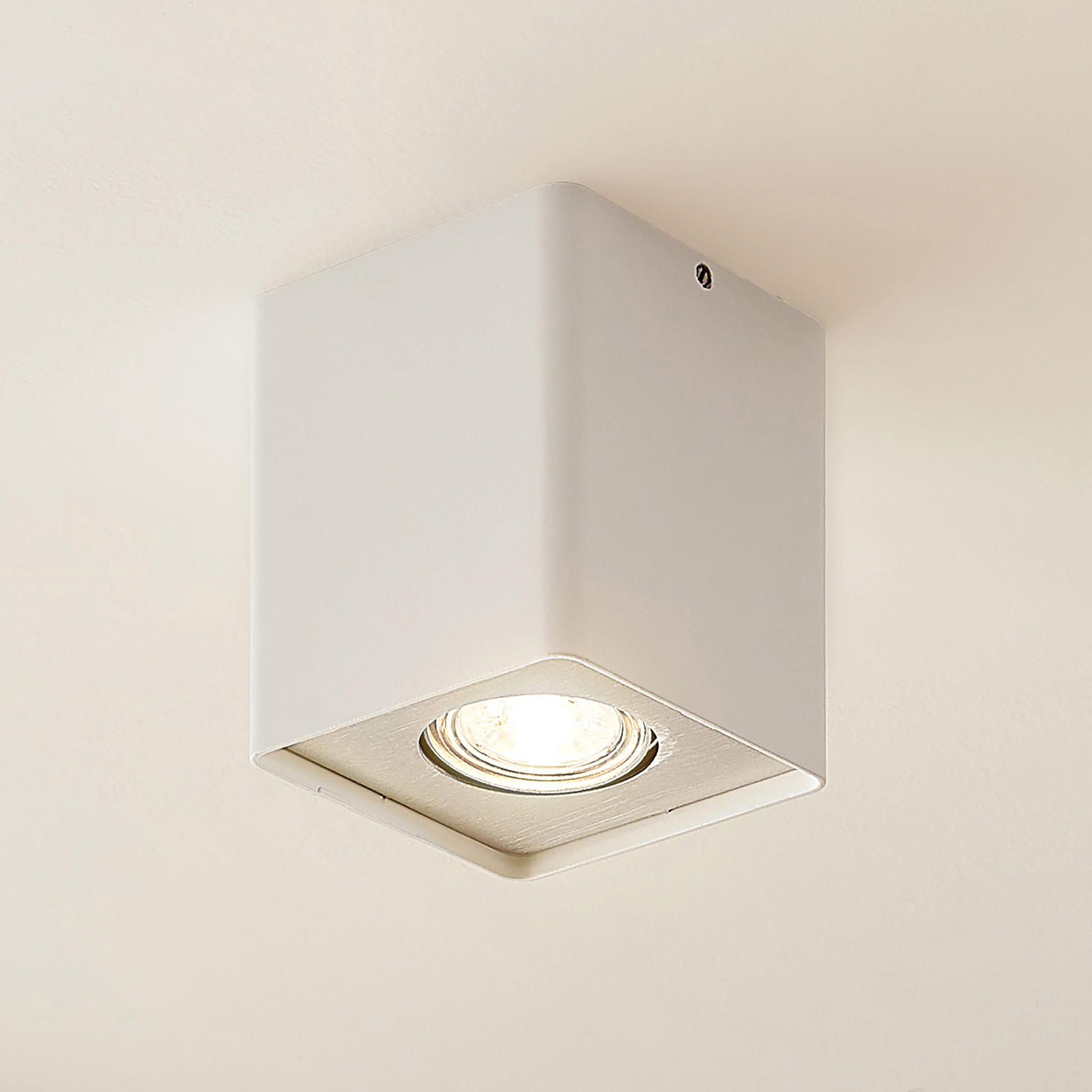 Lindby Laron GU10-downlight, kantig, vit