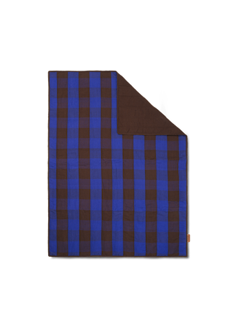 Grand Quiltad pläd Choco/Bright Blue