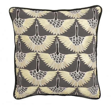 Kuddfodral Gul Fågel Broderi